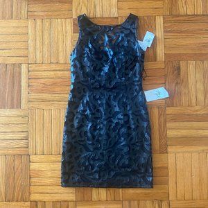 One-of-a-Kind Aidan Mattox Ribbon Illusion Dress in Black, Size 4. New with Tags